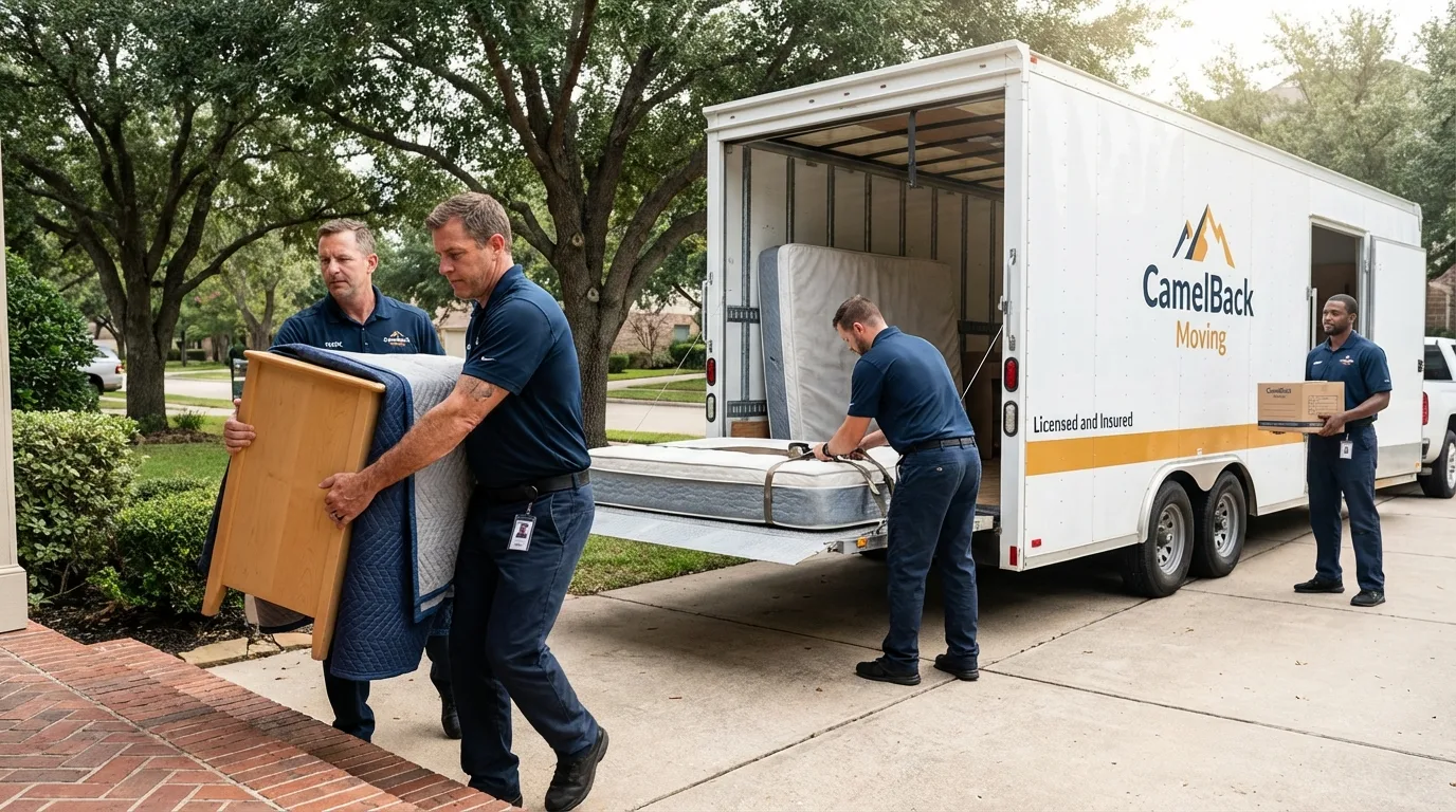 Crew loading residential truck for cross-state move from Conneaut, OH